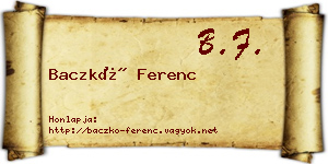 Baczkó Ferenc névjegykártya